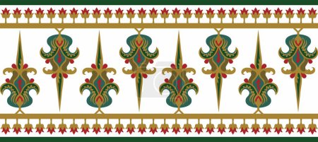 Illustration for Vector colored seamless byzantine ornament. Endless Border, frame of ancient Greece and Eastern Roman Empire. Decoration of the Russian Orthodox Church - Royalty Free Image