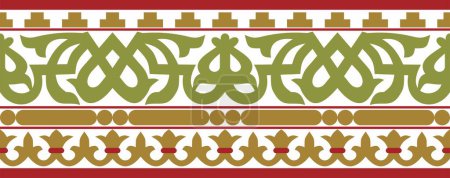 Illustration for Vector colored seamless classical byzantine ornament. Endless border, Ancient Greece, Eastern Roman Empire frame. Decoration of the Russian Orthodox Church - Royalty Free Image