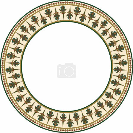 Illustration for Vector colorful round byzantine ornament. Circle, border, frame of ancient Greece and Eastern Roman Empire. Decoration of the Russian Orthodox Church - Royalty Free Image