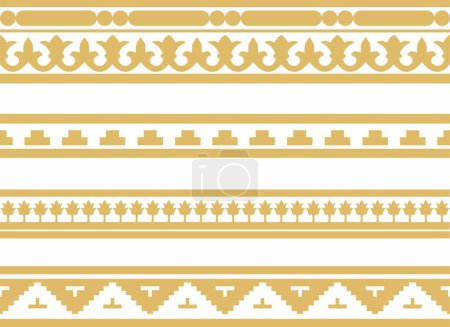 Illustration for Vector set of golden seamless classic byzantine ornament. Endless border, Ancient Greece, Eastern Roman Empire frame. Decoration of the Russian Orthodox Church - Royalty Free Image