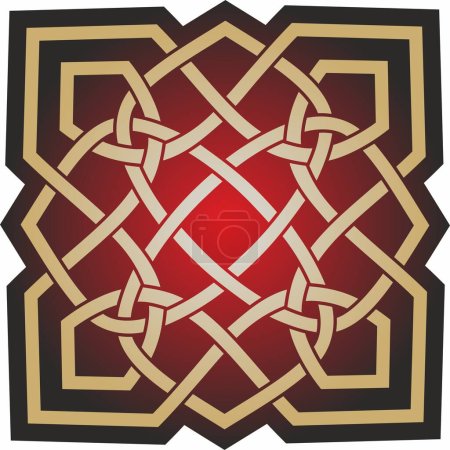 Vektor-Gold und roter keltischer Knoten. Ornament der alten europäischen Völker. Das Zeichen und Symbol der Iren, Schotten, Briten, Franken