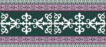 Ilustración de Vector inconsútil color kazajo ornamento nacional, frontera, marco. Patrón sin fin de los pueblos nómadas de la gran estepa, Kirguís, Mongol, Buryat, Kalmyk. - Imagen libre de derechos