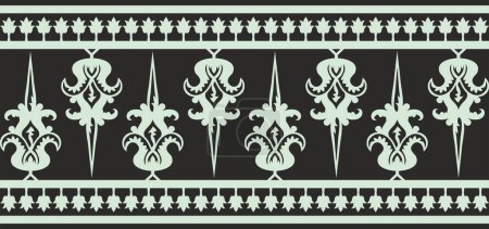 Illustration for Vector green seamless byzantine ornament. Endless Border, frame of ancient Greece and Eastern Roman Empire. Decoration of the Russian Orthodox Church - Royalty Free Image