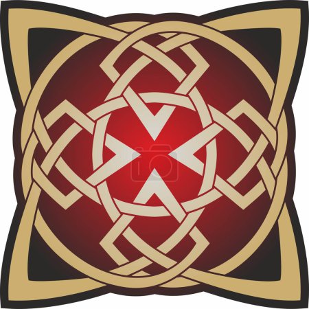 Illustration for Vector gold and red celtic knot. Ornament of ancient European peoples. The sign and symbol of the Irish, Scots, Britons, Franks. - Royalty Free Image