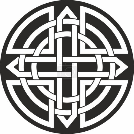 Noeud celtique monochrome noir vectoriel. Ornement des peuples européens anciens. Le signe et le symbole des Irlandais, Écossais, Britanniques, Francs