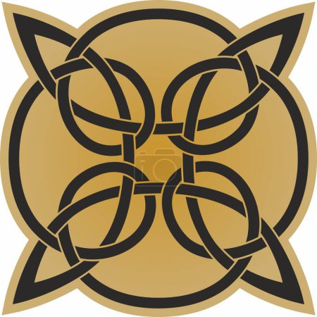 Illustration for Vector gold and black Celtic knot. Ornament of ancient European peoples. The sign and symbol of the Irish, Scots, Britons, Franks. - Royalty Free Image