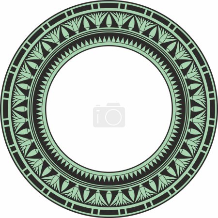 Illustration for Vector ancient green and black Egyptian round ornament. Endless national ethnic border, frame, ring - Royalty Free Image