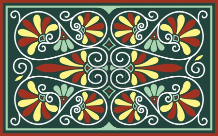 Ilustración de Vector de color verde cuadrado adorno clásico de la antigua Grecia y el Imperio Romano. Azulejo, Árabe, patrón bizantino - Imagen libre de derechos