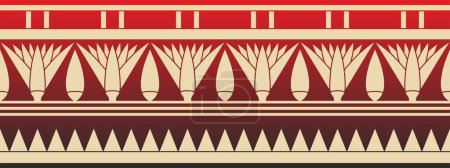 Téléchargez les illustrations : Antique vectoriel or et rouge ornement sans couture égyptien. Frontière ethnique nationale sans fin, cadre - en licence libre de droit