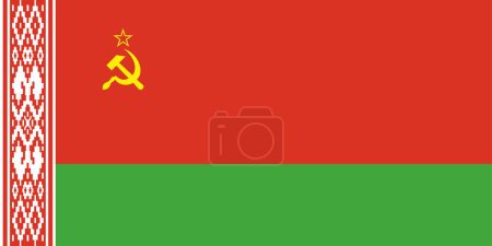 Ilustración de Map of Belarus with the Soviet flag. Flag of an independent European state. Symbol of the Soviet Union, hammer and sickle - Imagen libre de derechos