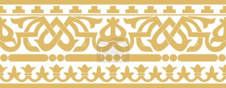 Illustration for Vector gold seamless classic byzantine ornament. Endless border, Ancient Greece, Eastern Roman Empire frame. Decoration of the Russian Orthodox Church - Royalty Free Image