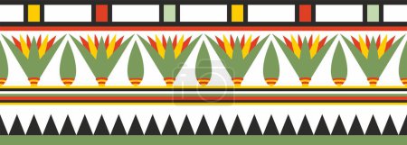 Téléchargez les illustrations : Antique vecteur coloré égyptien ornement sans couture. Frontière ethnique nationale sans fin, cadre - en licence libre de droit
