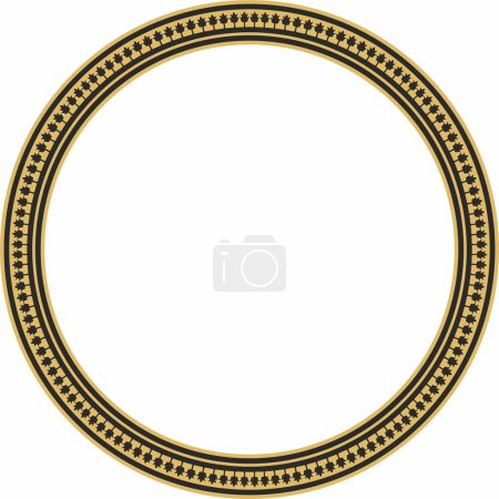 Illustration for Vector golden and black round byzantine ornament. Circle, border, frame of ancient Greece and Eastern Roman Empire. Decoration of the Russian Orthodox Church - Royalty Free Image