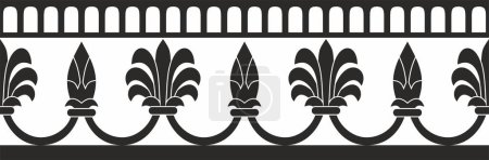 Ilustración de Vector negro interminable monocromo adorno nacional persa. Marco transparente, patrón étnico fronterizo de la civilización iraní - Imagen libre de derechos
