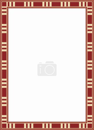 Téléchargez les illustrations : Vecteur carré rouge avec ornement égyptien en or. Frontière sans fin, cadre de l'Egypte ancienne - en licence libre de droit