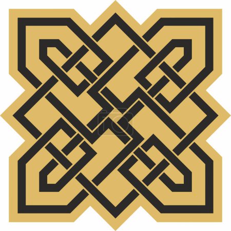 Illustration for Vector gold and black Celtic knot. Ornament of ancient European peoples. The sign and symbol of the Irish, Scots, Britons, Franks - Royalty Free Image