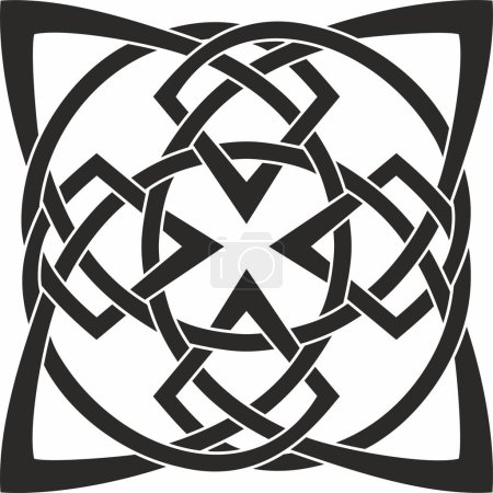 Illustration for Vector black monochrome Celtic knot. Ornament of ancient European peoples. The sign and symbol of the Irish, Scots, Britons, Franks. - Royalty Free Image