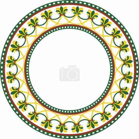 Ilustración de Vector redondo adorno nacional persa de color. Círculo, marco, patrón étnico fronterizo de la civilización iraní - Imagen libre de derechos