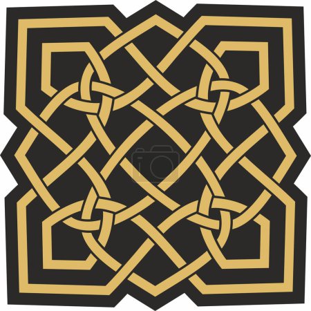 Illustration for Vector gold and black Celtic knot. Ornament of ancient European peoples. The sign and symbol of the Irish, Scots, Britons, Franks - Royalty Free Image