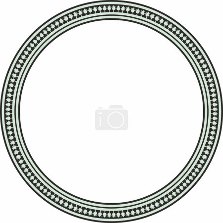 Illustration for Vector green and black round byzantine ornament. Circle, border, frame of ancient Greece and Eastern Roman Empire. Decoration of the Russian Orthodox Church - Royalty Free Image