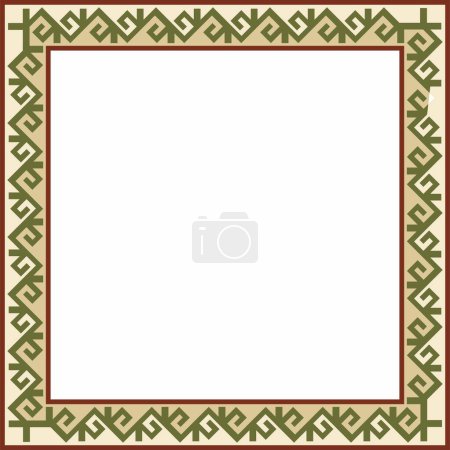Téléchargez les illustrations : Décoration nationale kazakhe carrée vectorielle. Schéma ethnique des peuples de la Grande steppe, - en licence libre de droit