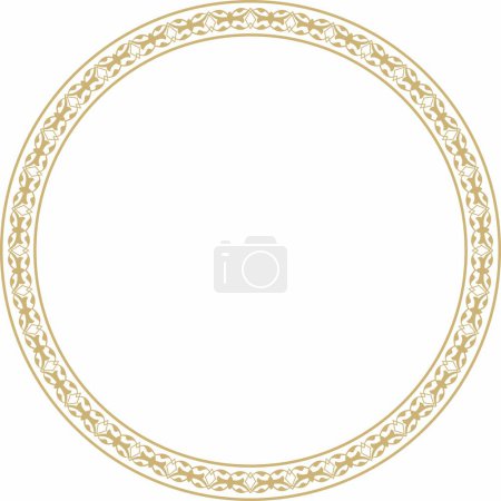 Vector golden round Turkish ornament. Ottoman circle, ring, frame.