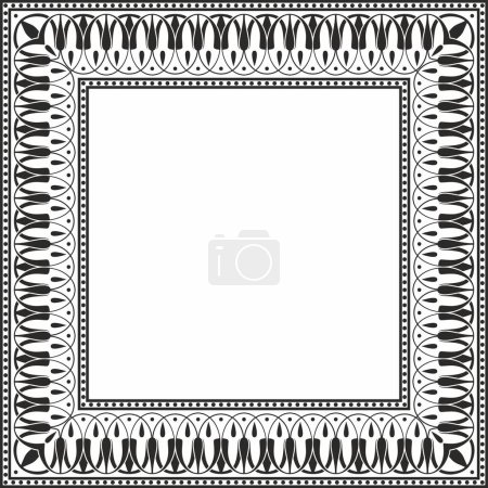 Ilustración de Vector monocromo negro cuadrado clásico adorno de meandro griego. Patrón de la antigua Grecia. Frontera, marco del Imperio Romano - Imagen libre de derechos