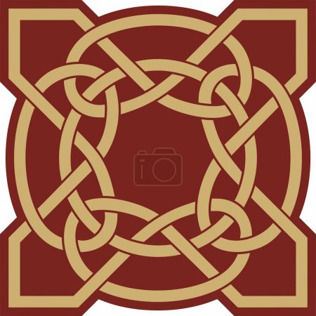 Illustration for Vector gold and red celtic knot. Ornament of ancient European peoples. The sign and symbol of the Irish, Scots, Britons, Franks. - Royalty Free Image