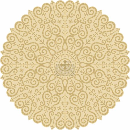 Illustration for Vector gold round Yakut ornament. Endless circle, border, frame of the northern peoples of the Far East. - Royalty Free Image