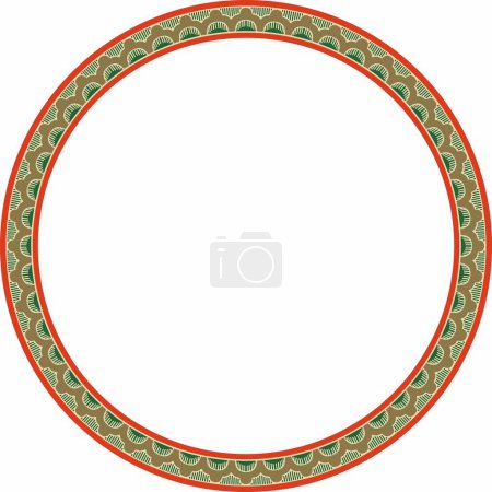 Illustration for Vector round colorful Indian national ornament. Ethnic plant circle, border. Frame, flower ring. Poppies and leaves - Royalty Free Image