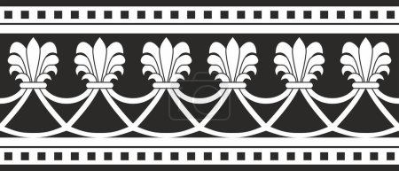 Ilustración de Vector negro interminable monocromo adorno nacional persa. Marco transparente, patrón étnico fronterizo de la civilización iraní - Imagen libre de derechos