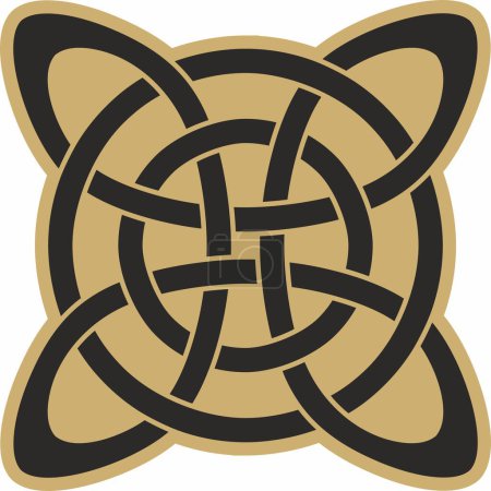 Vektor-Gold und schwarzer keltischer Knoten. Ornament der alten europäischen Völker. Das Zeichen und Symbol der Iren, Schotten, Briten, Franken.