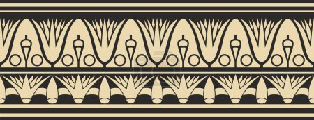 Ilustración de Vector antiguo oro y negro adorno inconsútil egipcio. Frontera étnica nacional sin fin, marco - Imagen libre de derechos