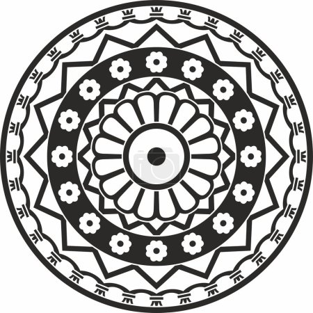 Ilustración de Vector negro monocromo redondo antiguo ornamento persa. Círculo nacional iraní de civilización antigua. Baghda. - Imagen libre de derechos