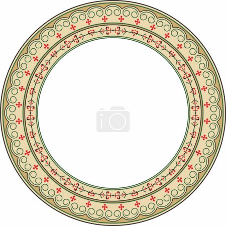 Illustration for Vector colored round Yakut ornament. Endless circle, border, frame of the northern peoples of the Far East. - Royalty Free Image