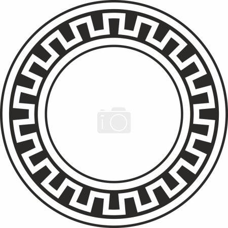 Vector redondo negro monocromo ornamento nacional judío. Estrella de David. Círculo folclórico semítico, patrón. Signo étnico israelí, anillo