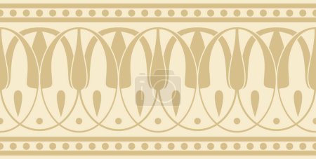 Illustration for Vector gold seamless classic greek meander ornament. Pattern of ancient Greece. Border, frame of the Roman Empire - Royalty Free Image