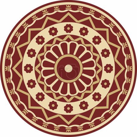 Ilustración de Vector rojo y negro redondo antiguo ornamento persa. Círculo nacional iraní de civilización antigua. Baghda. - Imagen libre de derechos