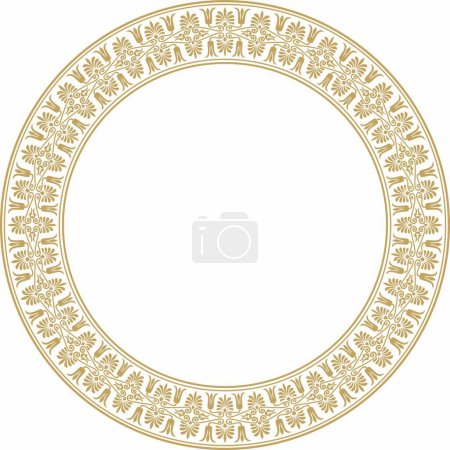 Illustration for Vector gold round ornament ring of ancient Greece. Classic pattern frame border Roman Empire - Royalty Free Image