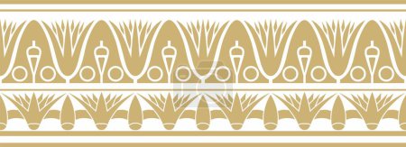 Ilustración de Vector antiguo oro egipcio ornamento sin costuras. Frontera étnica nacional sin fin, marco - Imagen libre de derechos