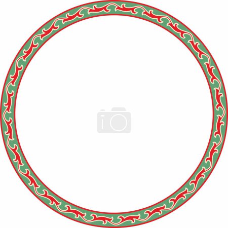Illustration for Vector colored round Kazakh national ornament. Ethnic pattern of the peoples of the Great Steppe, Mongols, Kyrgyz, Kalmyks, - Royalty Free Image