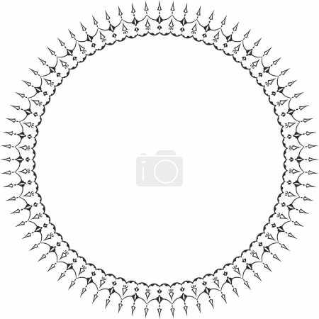Vektor schwarzes, monochromes rundes türkisches Ornament. Osmanischer Kreis, Ring, Rahmen.