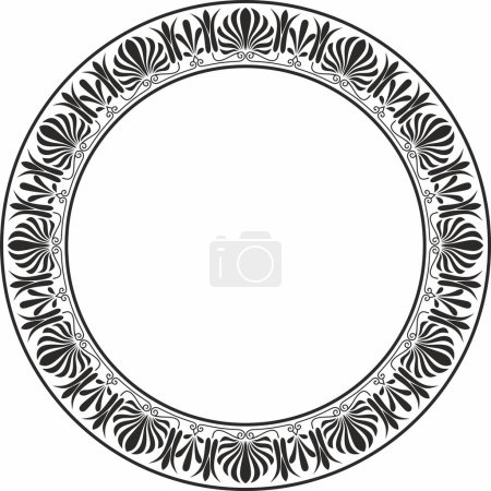Vector monochromen schwarzen runden klassischen griechischen Ornament. Europäisches Ornament. Grenze, Rahmen, Kreis, Ring Antikes Griechenland, Römisches Reich