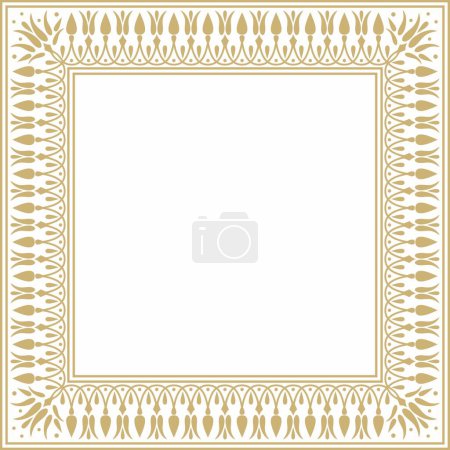 Illustration for Vector gold square classic greek meander ornament. Pattern of ancient Greece. Border, frame of the Roman Empire - Royalty Free Image