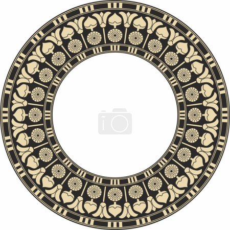 Ilustración de Vector dorado y negro redondo adorno egipcio. Endless Circle, Ring of Ancient Egypt. Marco geométrico africano - Imagen libre de derechos