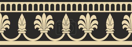 Vector endless gold and black national persian ornament. Seamless frame, border ethnic pattern of Iranian civilization