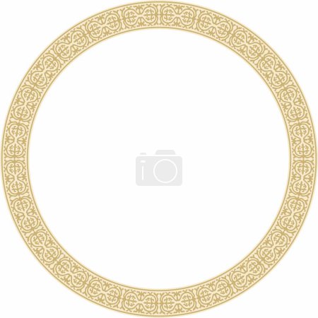 Téléchargez les illustrations : Vecteur ronde d'or ornement national kazakh. Schéma ethnique des peuples de la Grande steppe, Mongols, Kirghizes, Kalmouks, - en licence libre de droit