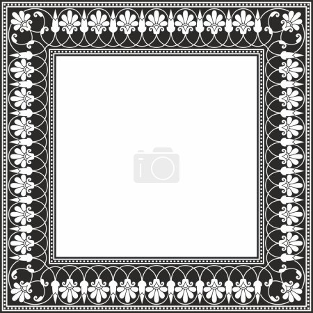 Vector monochrome black square classic greek meander ornament. Pattern of ancient Greece. Border, frame of the Roman Empire