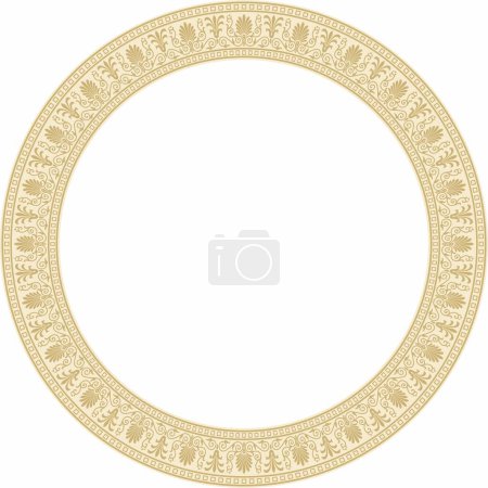 Illustration for Vector gold round classical Greek ornament. European ornament. Border, frame, circle, ring Ancient Greece, Roman Empire - Royalty Free Image