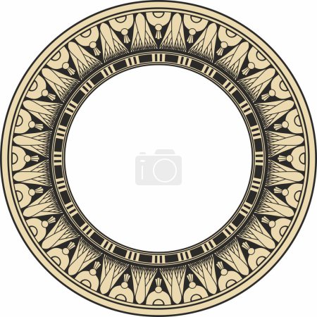 Téléchargez les illustrations : Vecteur or et noir rond ornement égyptien. Endless Circle, Ring of Ancient Egypt. Cadre géométrique africain - en licence libre de droit